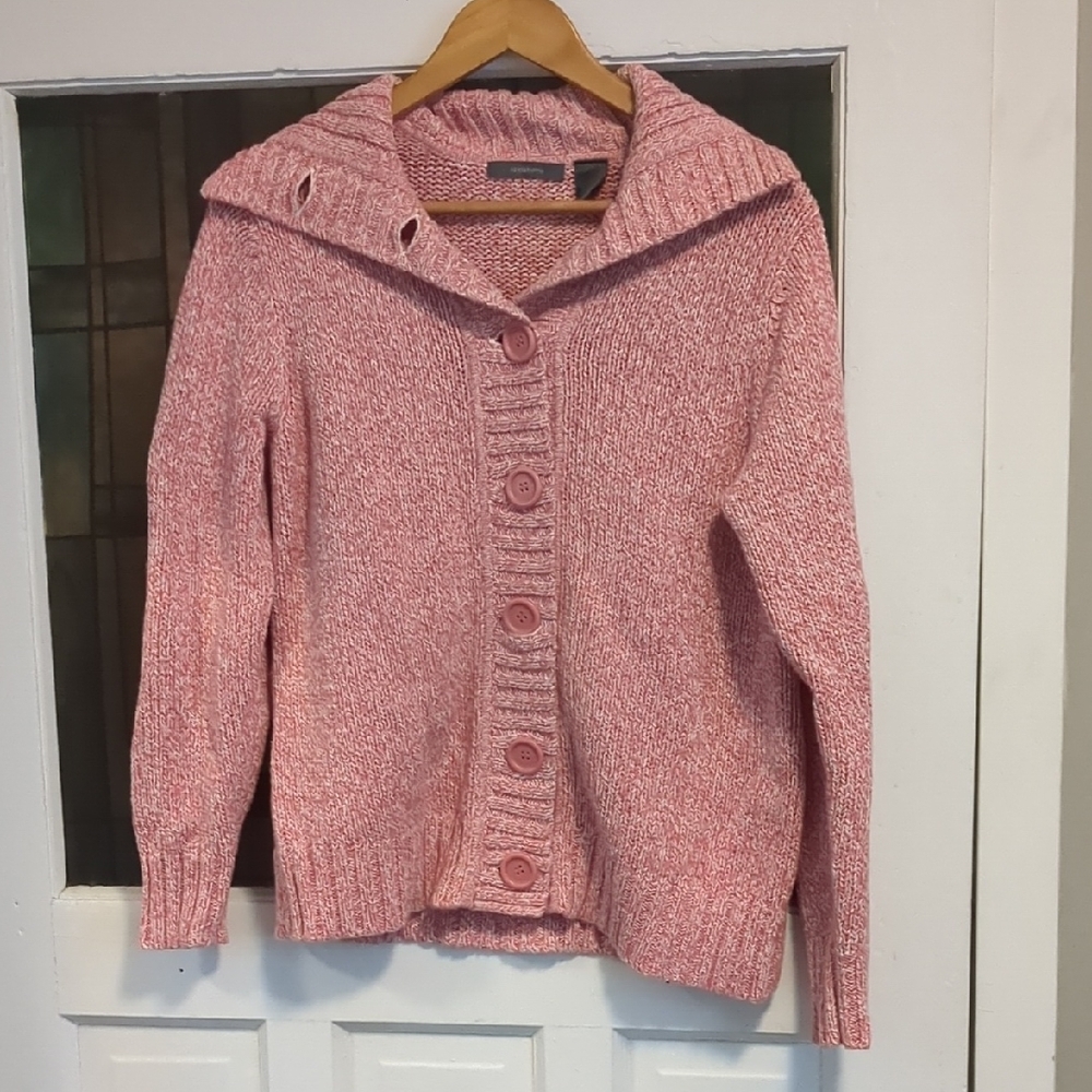Liz Claiborne Pink Button-Up Cardigan